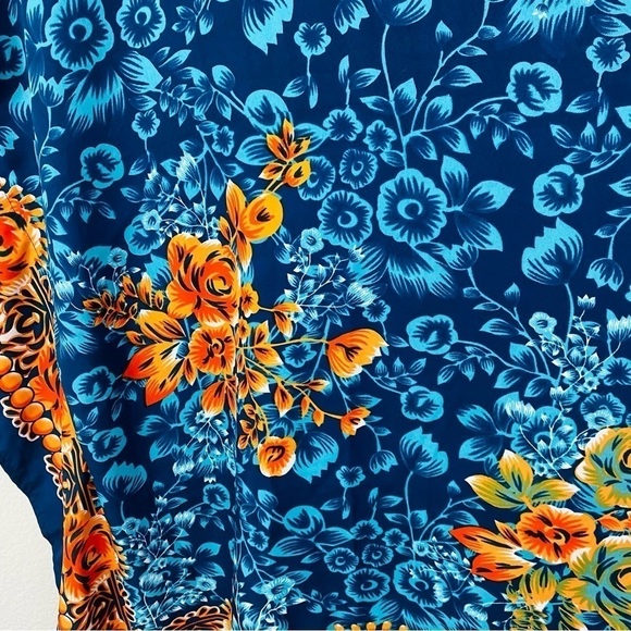 Miss Lavish London Teal Floral Kaftan Dress Size 14/16 - Picture 6 of 8